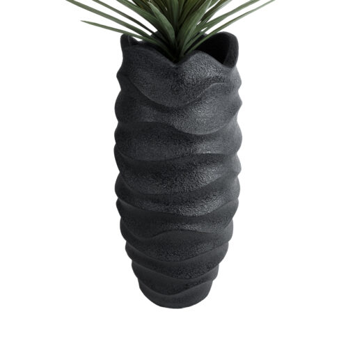 GloboStar® Artificial Garden MONREALE 20728 Επιδαπέδιο Πολυεστερικό Τσιμεντένιο Κασπώ Γλάστρα – Flower Pot Μαύρο Φ50 x Υ110cm