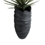 GloboStar® Artificial Garden MONREALE 20728 Επιδαπέδιο Πολυεστερικό Τσιμεντένιο Κασπώ Γλάστρα – Flower Pot Μαύρο Φ50 x Υ110cm