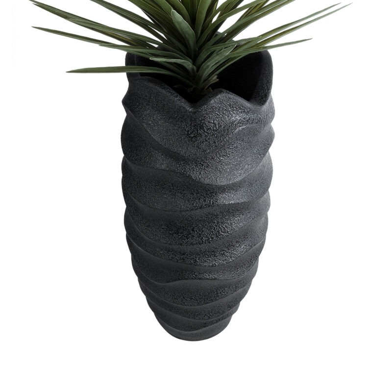 GloboStar® Artificial Garden MONREALE 20728 Επιδαπέδιο Πολυεστερικό Τσιμεντένιο Κασπώ Γλάστρα – Flower Pot Μαύρο Φ50 x Υ110cm