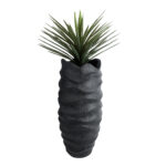 GloboStar® Artificial Garden MONREALE 20728 Επιδαπέδιο Πολυεστερικό Τσιμεντένιο Κασπώ Γλάστρα – Flower Pot Μαύρο Φ50 x Υ110cm