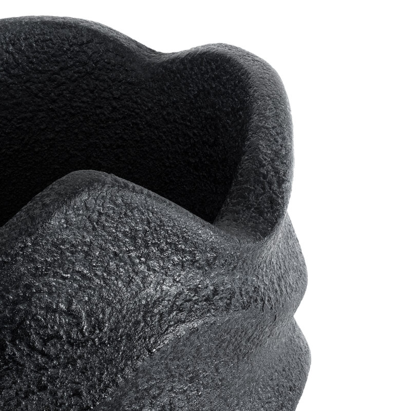 GloboStar® Artificial Garden MONREALE 20728 Επιδαπέδιο Πολυεστερικό Τσιμεντένιο Κασπώ Γλάστρα – Flower Pot Μαύρο Φ50 x Υ110cm