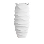 GloboStar® Artificial Garden PORTOFINO 20729 Επιδαπέδιο Πολυεστερικό Τσιμεντένιο Κασπώ Γλάστρα – Flower Pot Λευκό Φ50 x Υ110cm