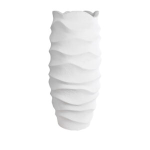 GloboStar® Artificial Garden PORTOFINO 20729 Επιδαπέδιο Πολυεστερικό Τσιμεντένιο Κασπώ Γλάστρα – Flower Pot Λευκό Φ50 x Υ110cm