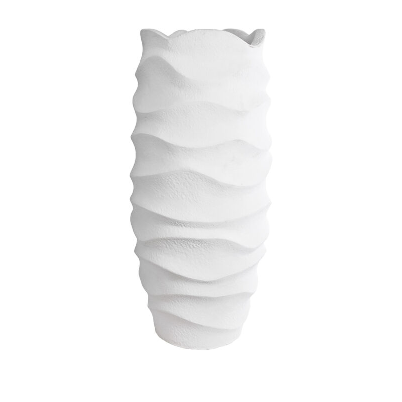 GloboStar® Artificial Garden PORTOFINO 20729 Επιδαπέδιο Πολυεστερικό Τσιμεντένιο Κασπώ Γλάστρα – Flower Pot Λευκό Φ50 x Υ110cm