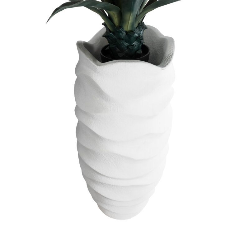 GloboStar® Artificial Garden PORTOFINO 20729 Επιδαπέδιο Πολυεστερικό Τσιμεντένιο Κασπώ Γλάστρα – Flower Pot Λευκό Φ50 x Υ110cm