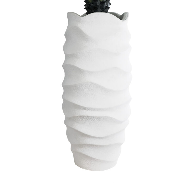 GloboStar® Artificial Garden PORTOFINO 20729 Επιδαπέδιο Πολυεστερικό Τσιμεντένιο Κασπώ Γλάστρα – Flower Pot Λευκό Φ50 x Υ110cm