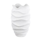 GloboStar® Artificial Garden PORTOFINO 20730 Επιδαπέδιο Πολυεστερικό Τσιμεντένιο Κασπώ Γλάστρα – Flower Pot Λευκό Φ50 x Υ80cm