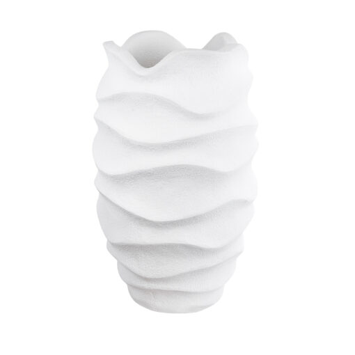 GloboStar® Artificial Garden PORTOFINO 20730 Επιδαπέδιο Πολυεστερικό Τσιμεντένιο Κασπώ Γλάστρα – Flower Pot Λευκό Φ50 x Υ80cm