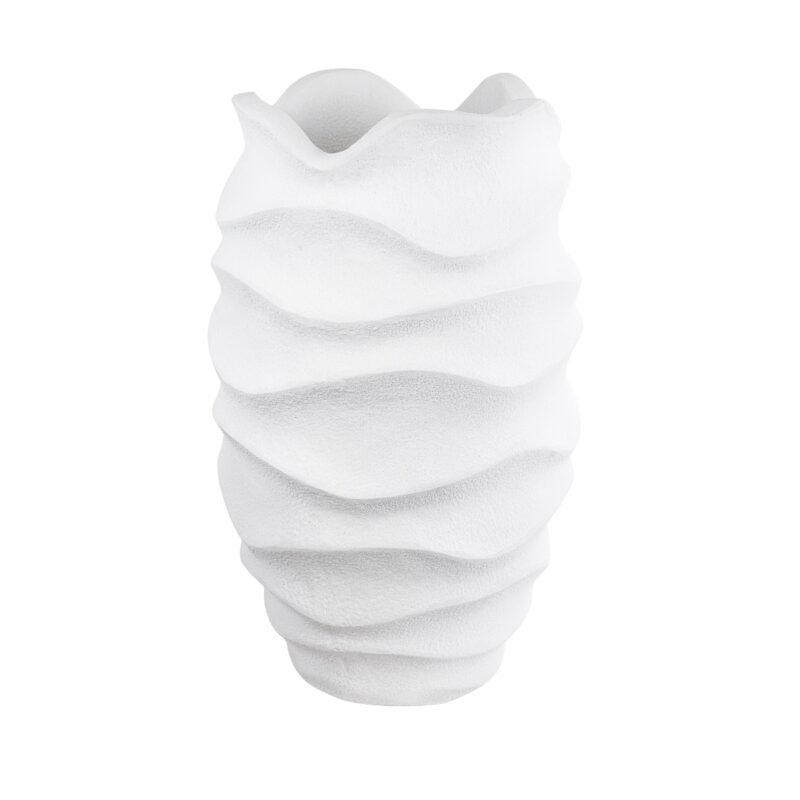 GloboStar® Artificial Garden PORTOFINO 20730 Επιδαπέδιο Πολυεστερικό Τσιμεντένιο Κασπώ Γλάστρα – Flower Pot Λευκό Φ50 x Υ80cm