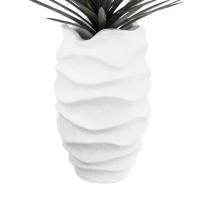 GloboStar® Artificial Garden PORTOFINO 20730 Επιδαπέδιο Πολυεστερικό Τσιμεντένιο Κασπώ Γλάστρα – Flower Pot Λευκό Φ50 x Υ80cm