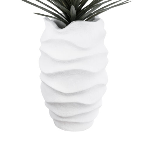 GloboStar® Artificial Garden PORTOFINO 20730 Επιδαπέδιο Πολυεστερικό Τσιμεντένιο Κασπώ Γλάστρα – Flower Pot Λευκό Φ50 x Υ80cm