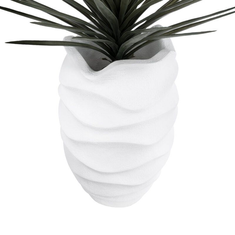 GloboStar® Artificial Garden PORTOFINO 20730 Επιδαπέδιο Πολυεστερικό Τσιμεντένιο Κασπώ Γλάστρα – Flower Pot Λευκό Φ50 x Υ80cm