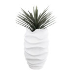 GloboStar® Artificial Garden PORTOFINO 20730 Επιδαπέδιο Πολυεστερικό Τσιμεντένιο Κασπώ Γλάστρα – Flower Pot Λευκό Φ50 x Υ80cm