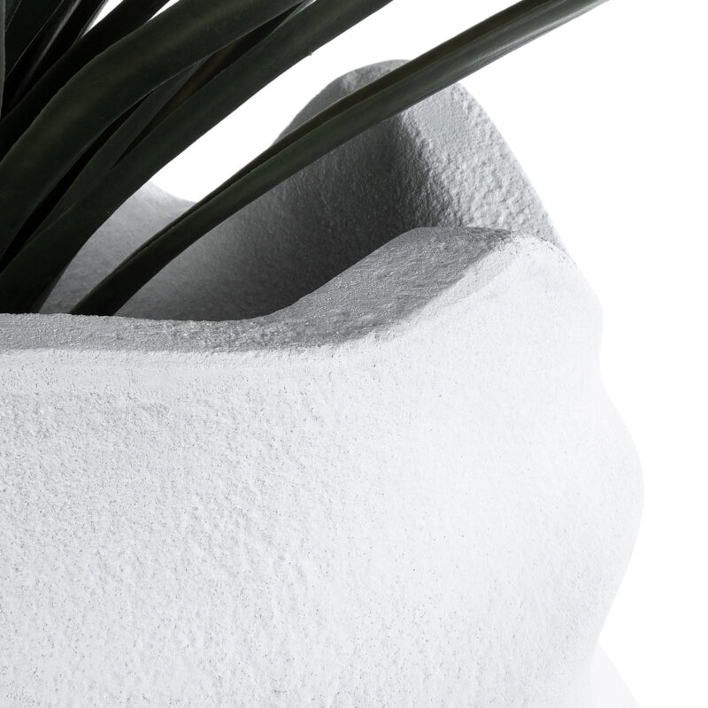 GloboStar® Artificial Garden PORTOFINO 20730 Επιδαπέδιο Πολυεστερικό Τσιμεντένιο Κασπώ Γλάστρα – Flower Pot Λευκό Φ50 x Υ80cm