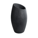 GloboStar® Artificial Garden MESTRE 20731 Επιδαπέδιο Πολυεστερικό Τσιμεντένιο Κασπώ Γλάστρα – Flower Pot Μαύρο Φ50 x Υ90cm