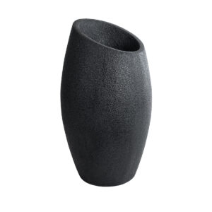 GloboStar® Artificial Garden MESTRE 20731 Επιδαπέδιο Πολυεστερικό Τσιμεντένιο Κασπώ Γλάστρα – Flower Pot Μαύρο Φ50 x Υ90cm