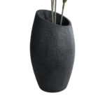 GloboStar® Artificial Garden MESTRE 20731 Επιδαπέδιο Πολυεστερικό Τσιμεντένιο Κασπώ Γλάστρα – Flower Pot Μαύρο Φ50 x Υ90cm