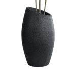 GloboStar® Artificial Garden MESTRE 20731 Επιδαπέδιο Πολυεστερικό Τσιμεντένιο Κασπώ Γλάστρα – Flower Pot Μαύρο Φ50 x Υ90cm