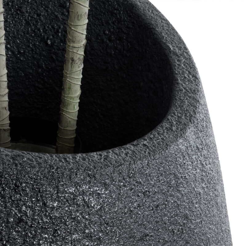 GloboStar® Artificial Garden MESTRE 20731 Επιδαπέδιο Πολυεστερικό Τσιμεντένιο Κασπώ Γλάστρα – Flower Pot Μαύρο Φ50 x Υ90cm