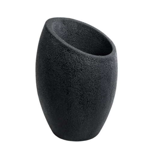 GloboStar® Artificial Garden MESTRE 20732 Επιδαπέδιο Πολυεστερικό Τσιμεντένιο Κασπώ Γλάστρα – Flower Pot Μαύρο Φ40 x Υ60cm