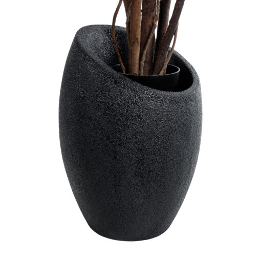 GloboStar® Artificial Garden MESTRE 20732 Επιδαπέδιο Πολυεστερικό Τσιμεντένιο Κασπώ Γλάστρα – Flower Pot Μαύρο Φ40 x Υ60cm