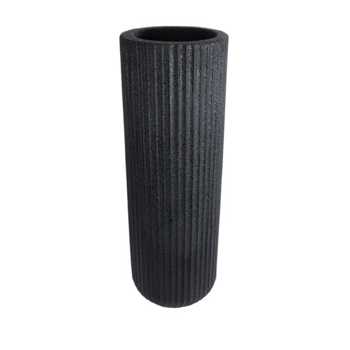 GloboStar® Artificial Garden MATERA 20733 Επιδαπέδιο Πολυεστερικό Τσιμεντένιο Κασπώ Γλάστρα – Flower Pot Μαύρο Φ42 x Υ120cm