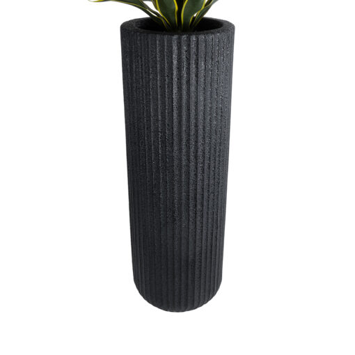 GloboStar® Artificial Garden MATERA 20733 Επιδαπέδιο Πολυεστερικό Τσιμεντένιο Κασπώ Γλάστρα – Flower Pot Μαύρο Φ42 x Υ120cm