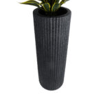 GloboStar® Artificial Garden MATERA 20733 Επιδαπέδιο Πολυεστερικό Τσιμεντένιο Κασπώ Γλάστρα – Flower Pot Μαύρο Φ42 x Υ120cm