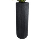 GloboStar® Artificial Garden MATERA 20733 Επιδαπέδιο Πολυεστερικό Τσιμεντένιο Κασπώ Γλάστρα – Flower Pot Μαύρο Φ42 x Υ120cm