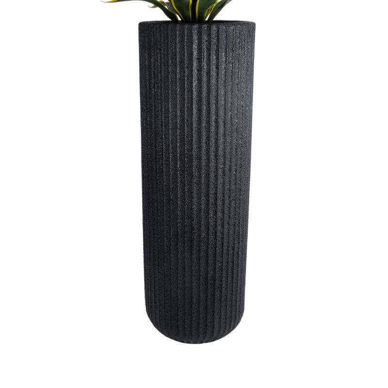 GloboStar® Artificial Garden MATERA 20733 Επιδαπέδιο Πολυεστερικό Τσιμεντένιο Κασπώ Γλάστρα – Flower Pot Μαύρο Φ42 x Υ120cm