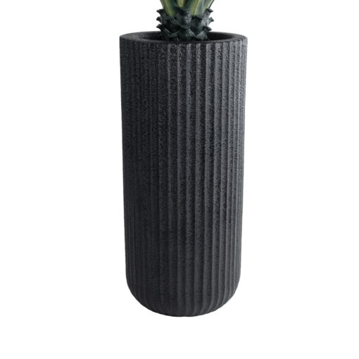GloboStar® Artificial Garden MATERA 20734 Επιδαπέδιο Πολυεστερικό Τσιμεντένιο Κασπώ Γλάστρα – Flower Pot Μαύρο Φ42 x Υ90cm