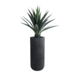 GloboStar® Artificial Garden MATERA 20734 Επιδαπέδιο Πολυεστερικό Τσιμεντένιο Κασπώ Γλάστρα – Flower Pot Μαύρο Φ42 x Υ90cm