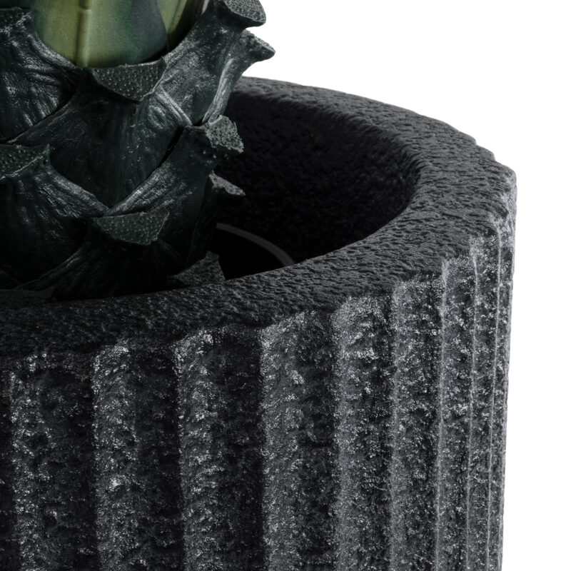 GloboStar® Artificial Garden MATERA 20734 Επιδαπέδιο Πολυεστερικό Τσιμεντένιο Κασπώ Γλάστρα – Flower Pot Μαύρο Φ42 x Υ90cm