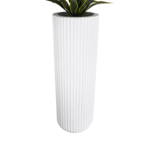 GloboStar® Artificial Garden MARSALA 20735 Επιδαπέδιο Πολυεστερικό Τσιμεντένιο Κασπώ Γλάστρα – Flower Pot Λευκό Φ41 x Υ120cm