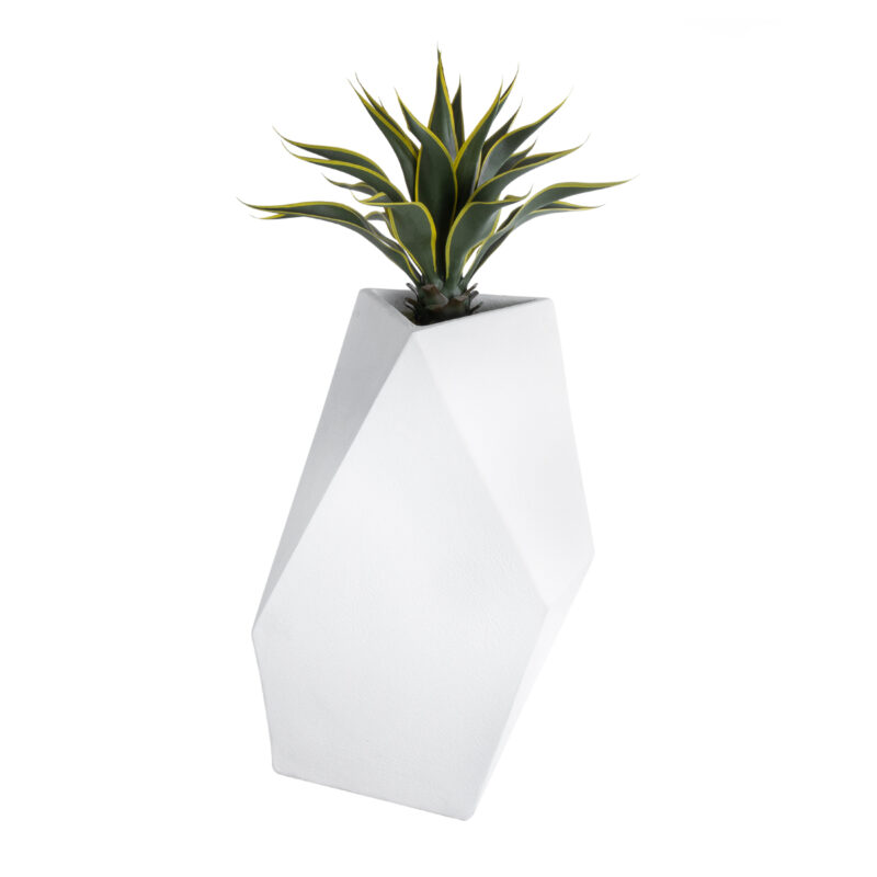 GloboStar® Artificial Garden ALBEROBELLO 20738 Επιδαπέδιο Πολυεστερικό Τσιμεντένιο Κασπώ Γλάστρα – Flower Pot Λευκό Μ58 x Π30 x Υ90cm