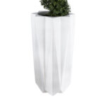 GloboStar® Artificial Garden PADOVA 20739 Επιδαπέδιο Πολυεστερικό Τσιμεντένιο Κασπώ Γλάστρα – Flower Pot Λευκό Φ48 x Υ100cm