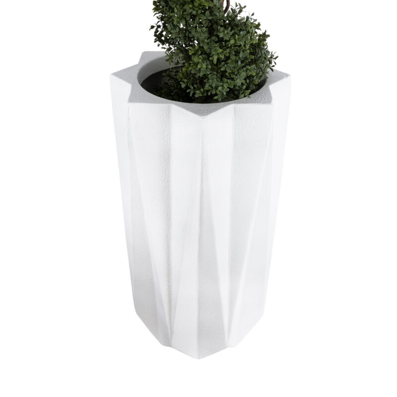 GloboStar® Artificial Garden PADOVA 20739 Επιδαπέδιο Πολυεστερικό Τσιμεντένιο Κασπώ Γλάστρα – Flower Pot Λευκό Φ48 x Υ100cm