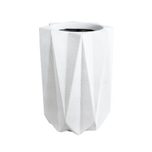 GloboStar® Artificial Garden PADOVA 20740 Επιδαπέδιο Πολυεστερικό Τσιμεντένιο Κασπώ Γλάστρα – Flower Pot Λευκό Φ46 x Υ67cm