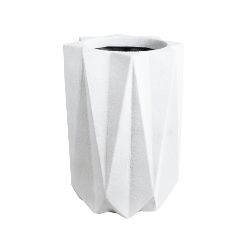 GloboStar® Artificial Garden PADOVA 20740 Επιδαπέδιο Πολυεστερικό Τσιμεντένιο Κασπώ Γλάστρα – Flower Pot Λευκό Φ46 x Υ67cm