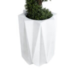 GloboStar® Artificial Garden PADOVA 20740 Επιδαπέδιο Πολυεστερικό Τσιμεντένιο Κασπώ Γλάστρα – Flower Pot Λευκό Φ46 x Υ67cm
