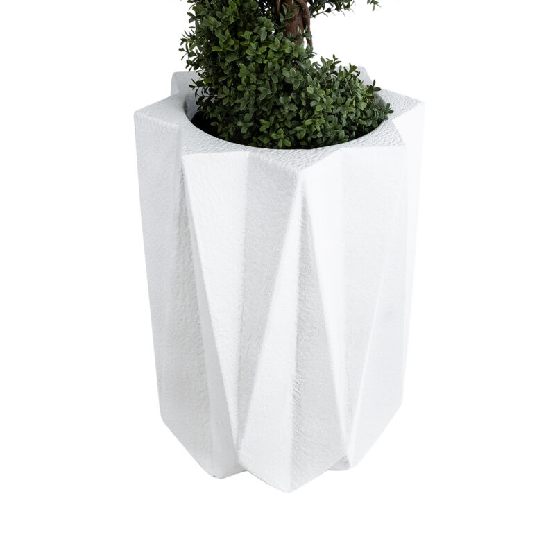 GloboStar® Artificial Garden PADOVA 20740 Επιδαπέδιο Πολυεστερικό Τσιμεντένιο Κασπώ Γλάστρα – Flower Pot Λευκό Φ46 x Υ67cm