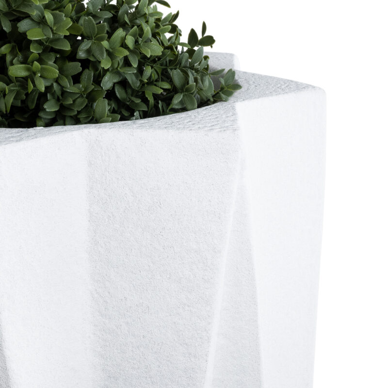 GloboStar® Artificial Garden PADOVA 20740 Επιδαπέδιο Πολυεστερικό Τσιμεντένιο Κασπώ Γλάστρα – Flower Pot Λευκό Φ46 x Υ67cm