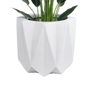 GloboStar® Artificial Garden PADOVA 20741 Επιδαπέδιο Πολυεστερικό Τσιμεντένιο Κασπώ Γλάστρα – Flower Pot Λευκό Φ51 x Υ46cm