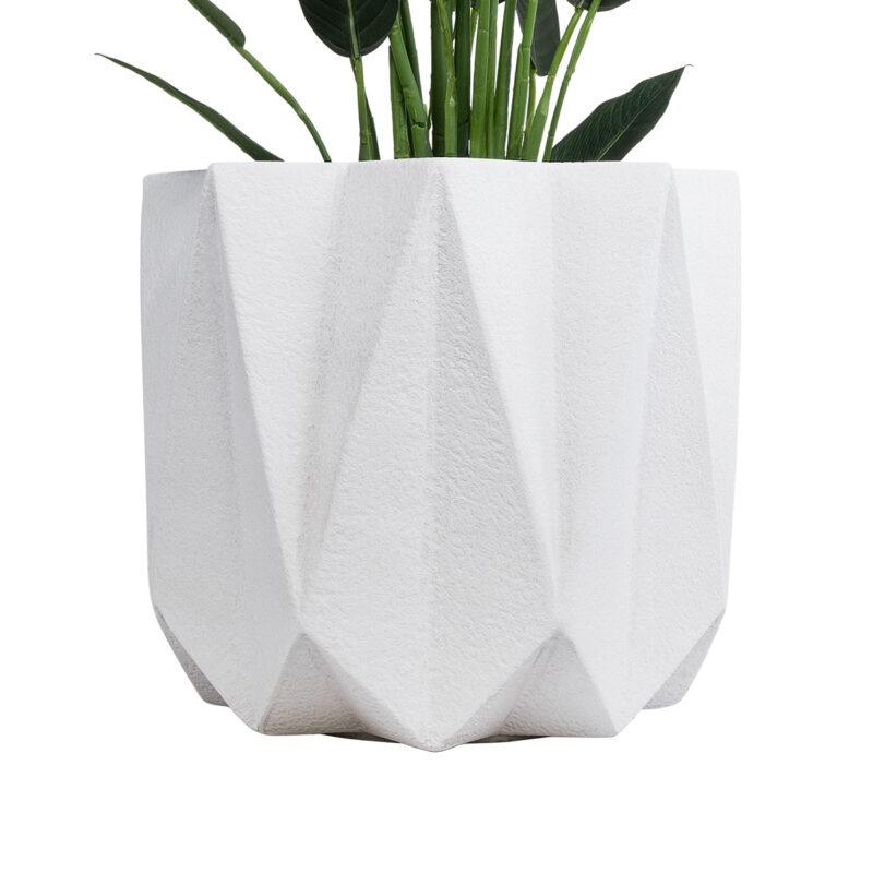 GloboStar® Artificial Garden PADOVA 20741 Επιδαπέδιο Πολυεστερικό Τσιμεντένιο Κασπώ Γλάστρα – Flower Pot Λευκό Φ51 x Υ46cm