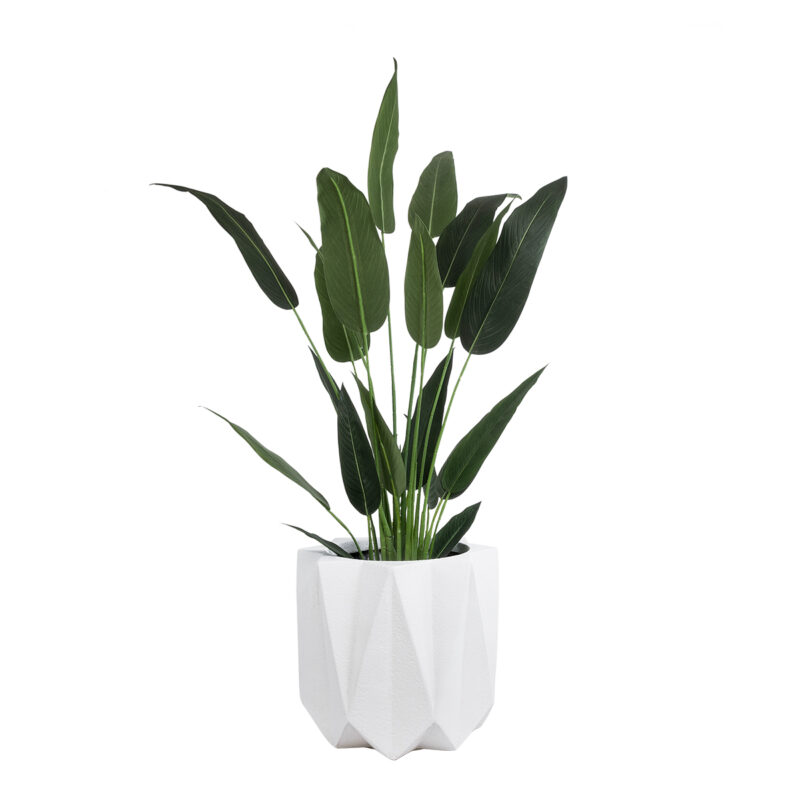 GloboStar® Artificial Garden PADOVA 20741 Επιδαπέδιο Πολυεστερικό Τσιμεντένιο Κασπώ Γλάστρα – Flower Pot Λευκό Φ51 x Υ46cm