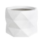 GloboStar® Artificial Garden VARENNA 20742 Επιδαπέδιο Πολυεστερικό Τσιμεντένιο Κασπώ Γλάστρα – Flower Pot Λευκό Φ40 x Υ30cm