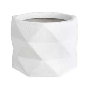 GloboStar® Artificial Garden VARENNA 20742 Επιδαπέδιο Πολυεστερικό Τσιμεντένιο Κασπώ Γλάστρα – Flower Pot Λευκό Φ40 x Υ30cm