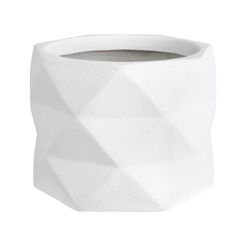 GloboStar® Artificial Garden VARENNA 20742 Επιδαπέδιο Πολυεστερικό Τσιμεντένιο Κασπώ Γλάστρα – Flower Pot Λευκό Φ40 x Υ30cm