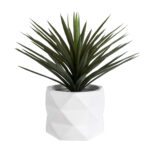 GloboStar® Artificial Garden VARENNA 20742 Επιδαπέδιο Πολυεστερικό Τσιμεντένιο Κασπώ Γλάστρα – Flower Pot Λευκό Φ40 x Υ30cm