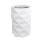 GloboStar® Artificial Garden VARENNA 20743 Επιδαπέδιο Πολυεστερικό Τσιμεντένιο Κασπώ Γλάστρα – Flower Pot Λευκό Φ40 x Υ60cm